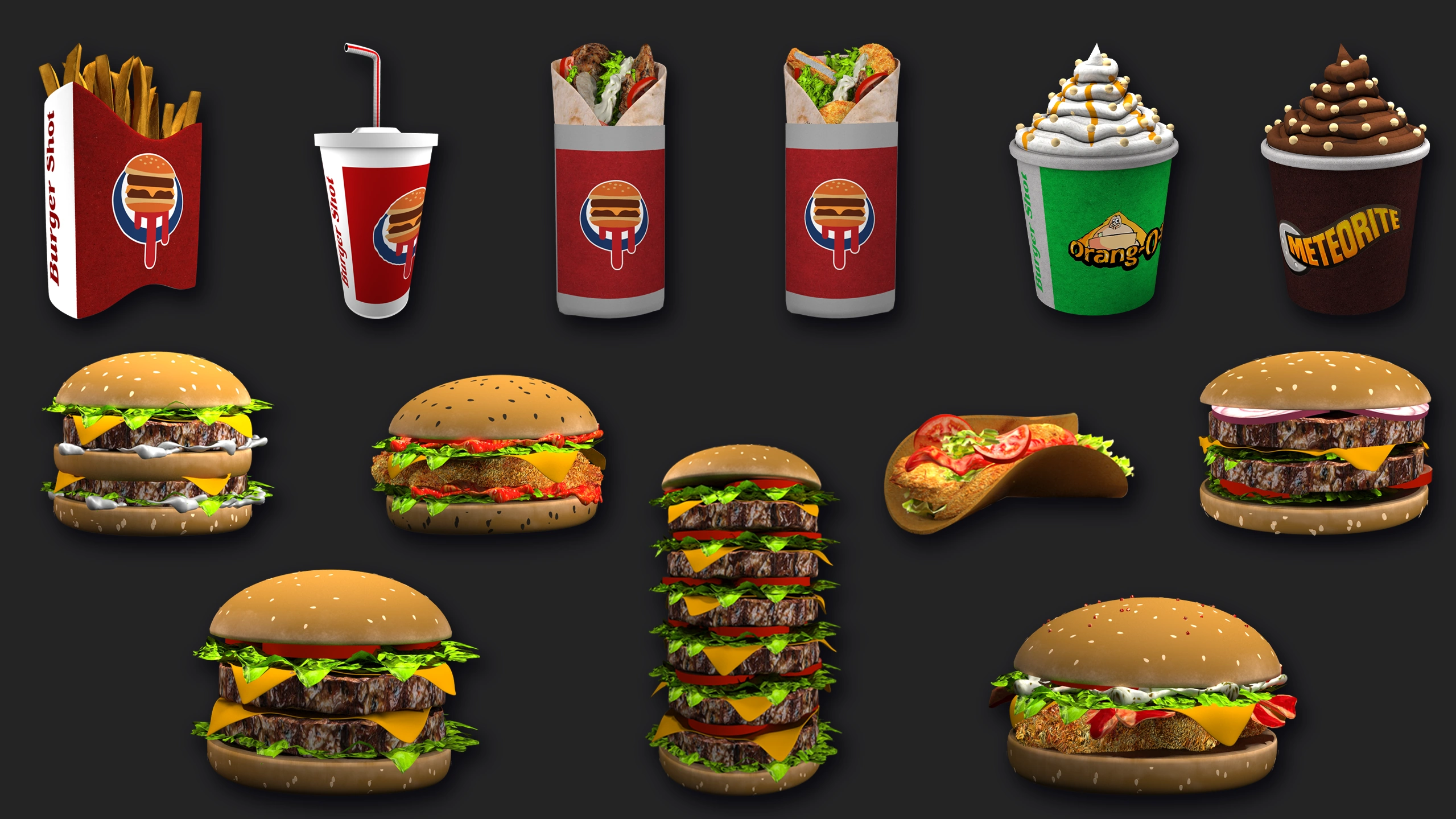 All Burgershot Food Props