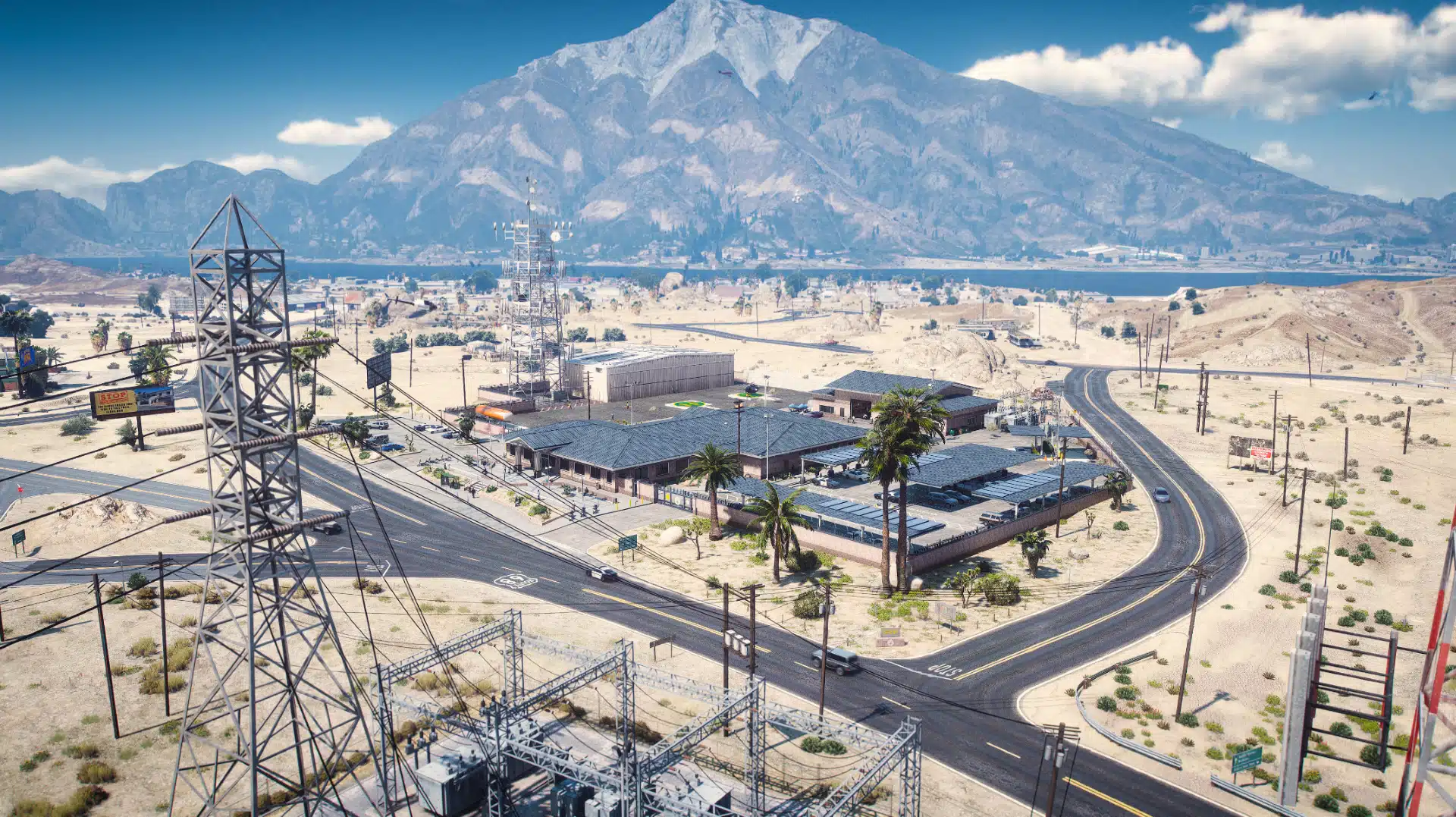 Highway Patrol Panorama station aerial view in Sandy Shores GTA V FiveM MLO