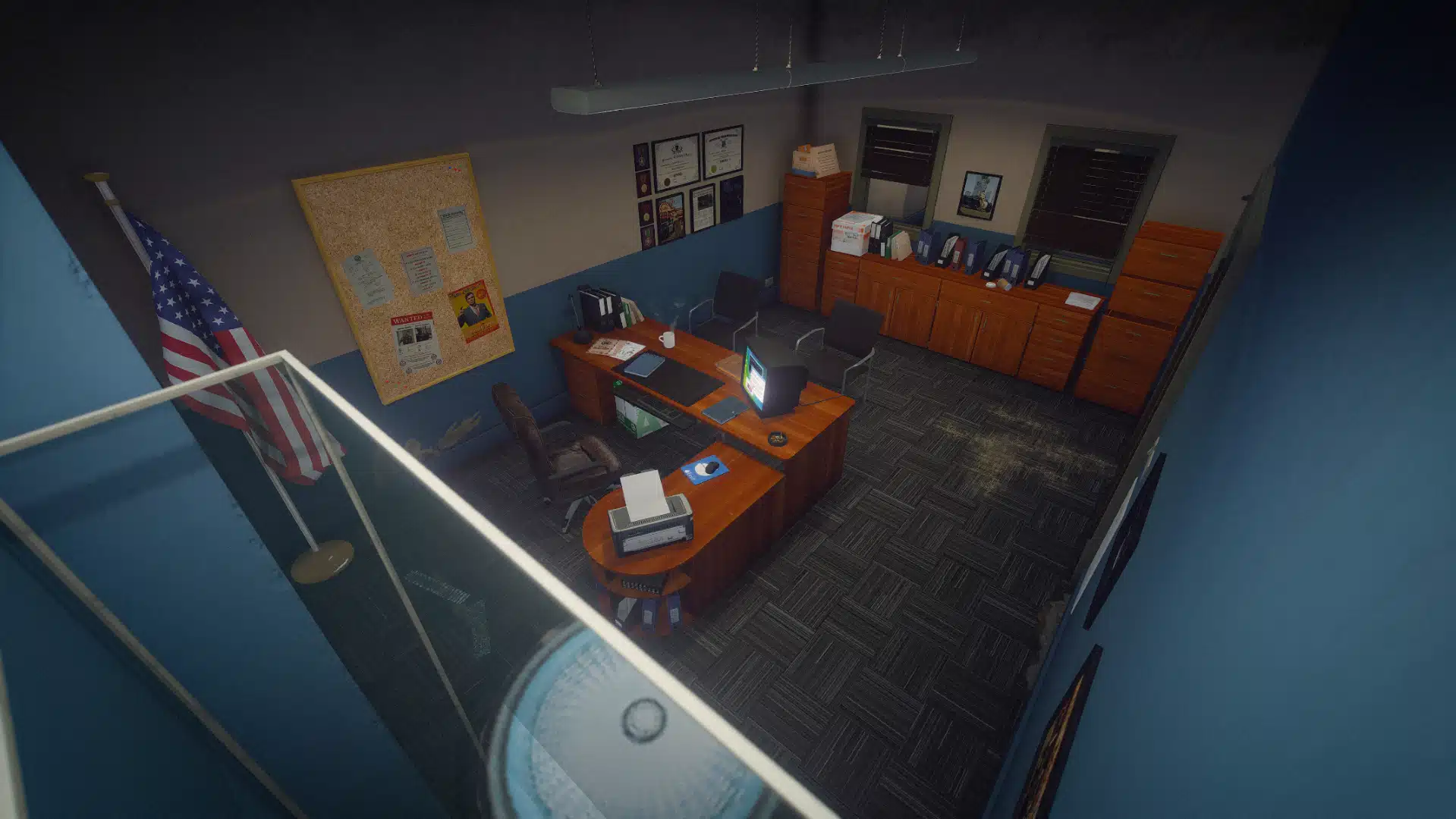 Highway Patrol Panorama private office with wooden desk and visitor seating GTA V FiveM MLO