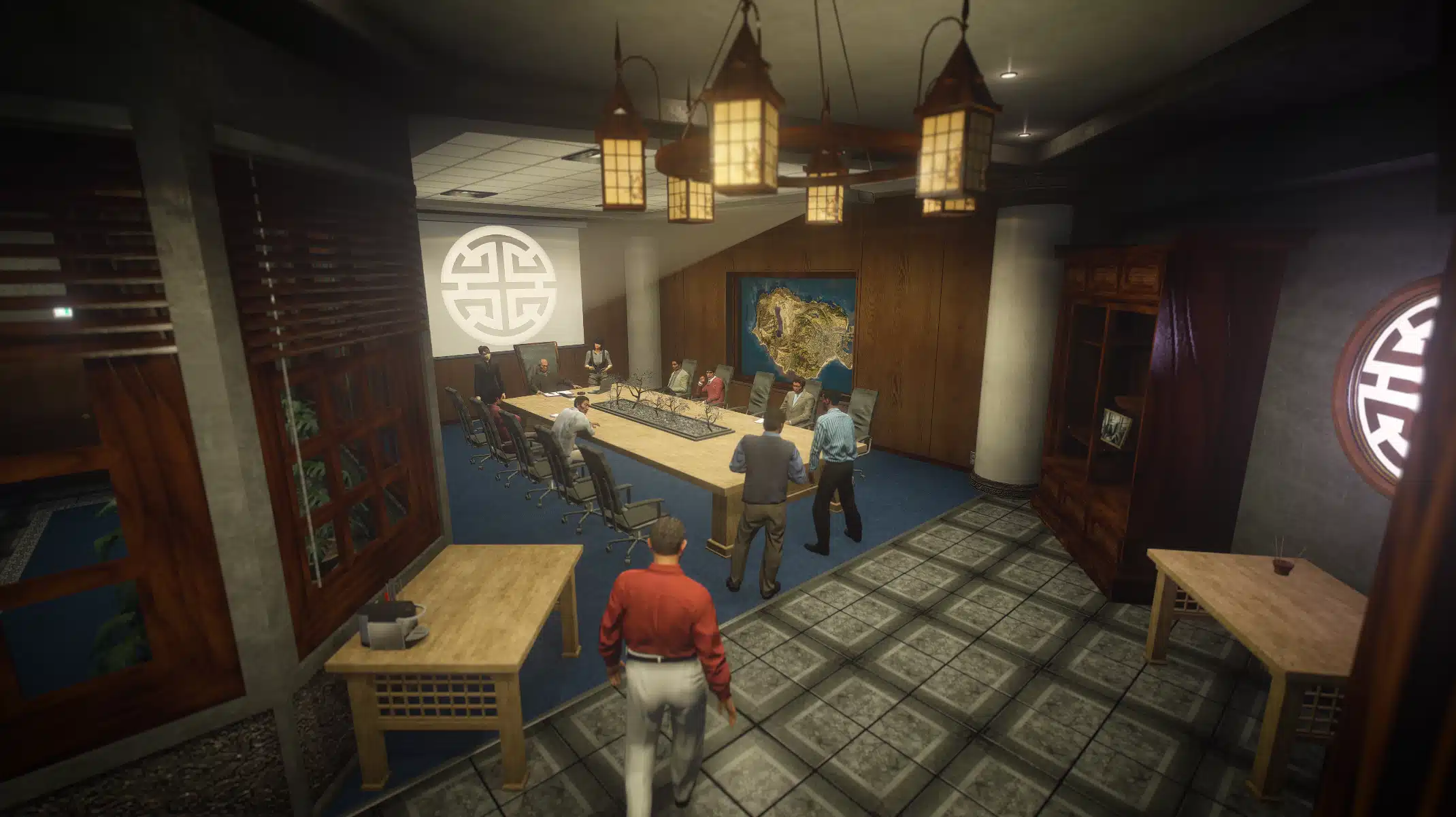 Peyote Casino Vinewood Boulevard view of the illuminated shop front, GTA V FiveM Interior MLO