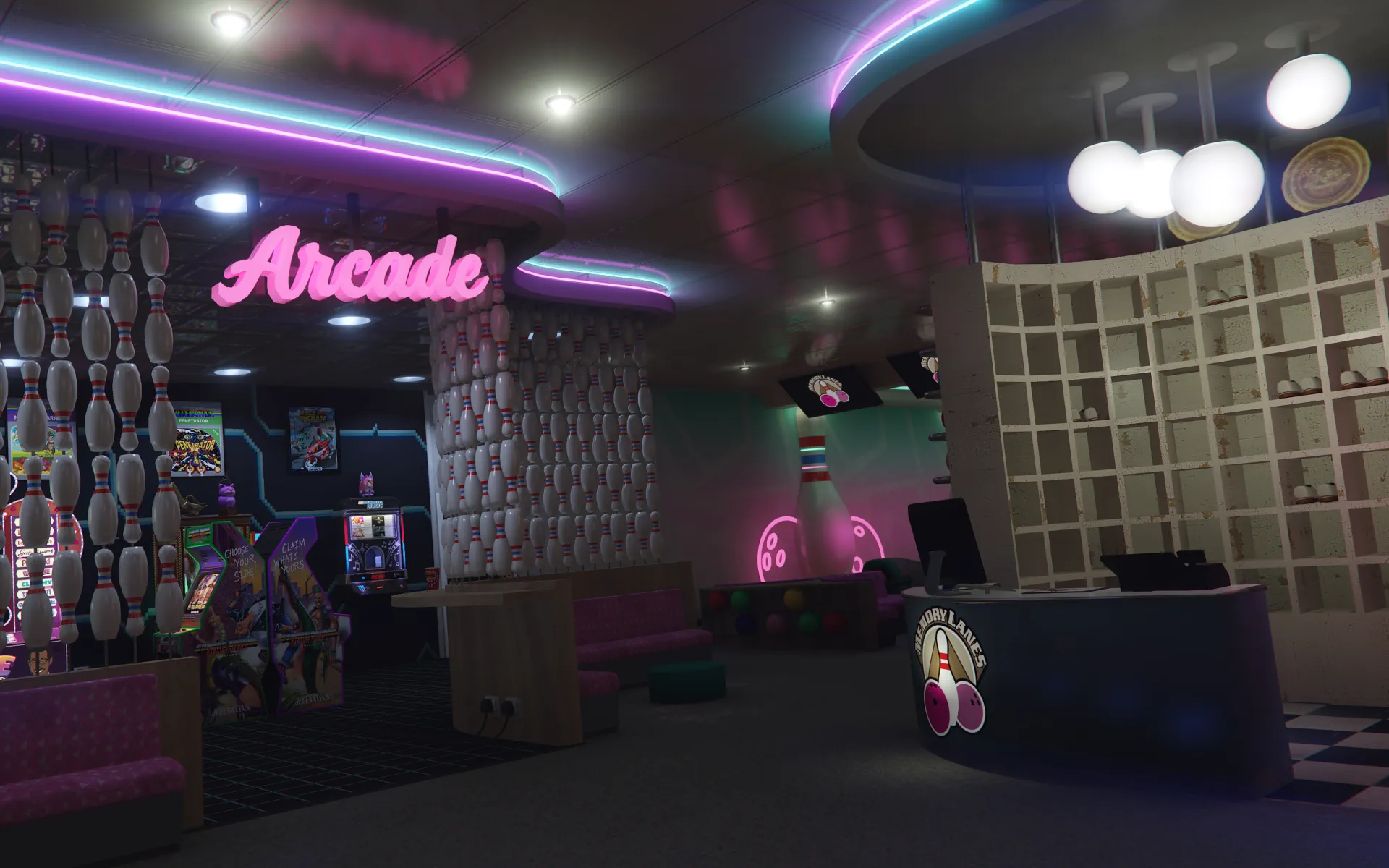 Memory Lanes reception and arcade area GTA V FiveM Interior MLO