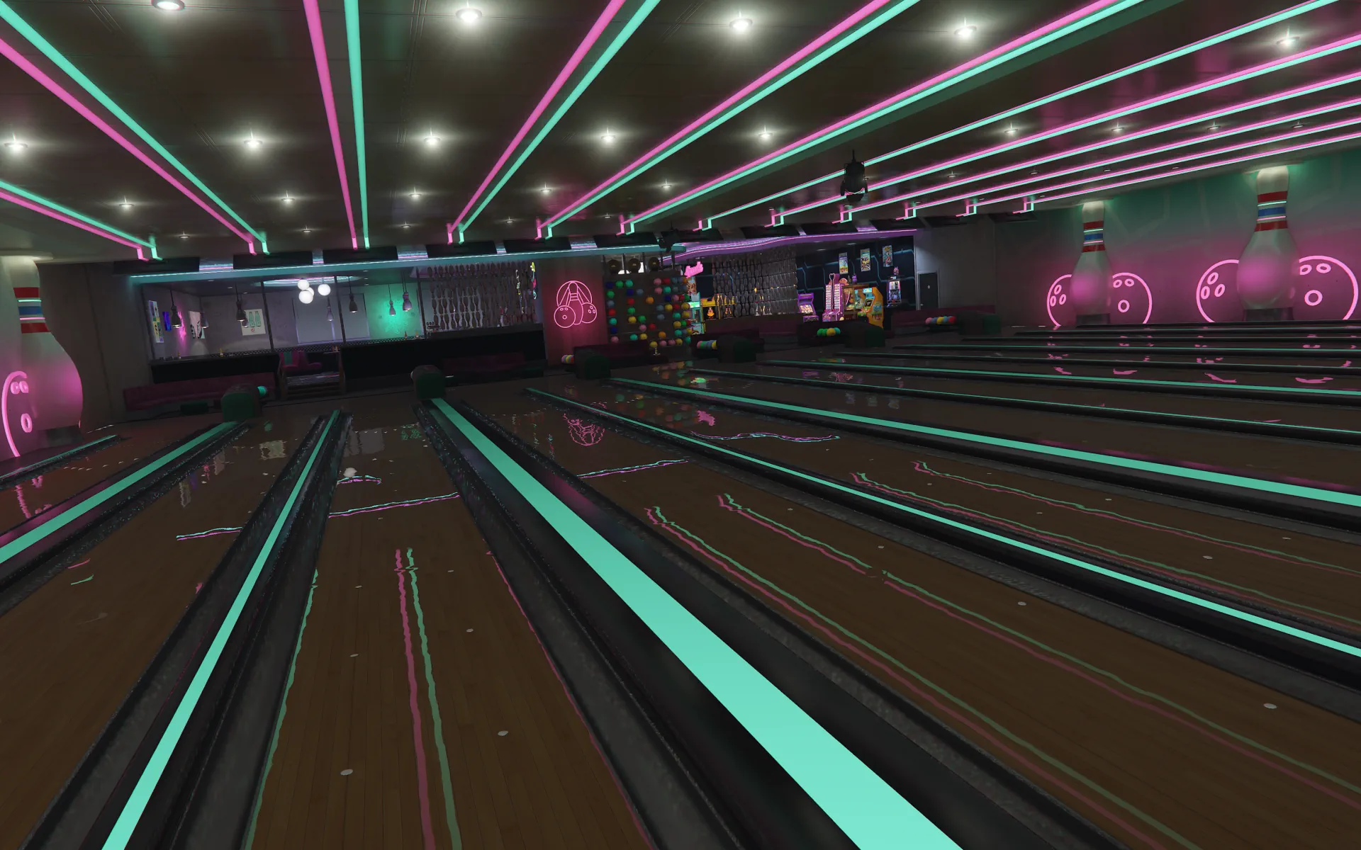 Memory Lanes detailed bowling lanes view GTA V FiveM Interior MLO