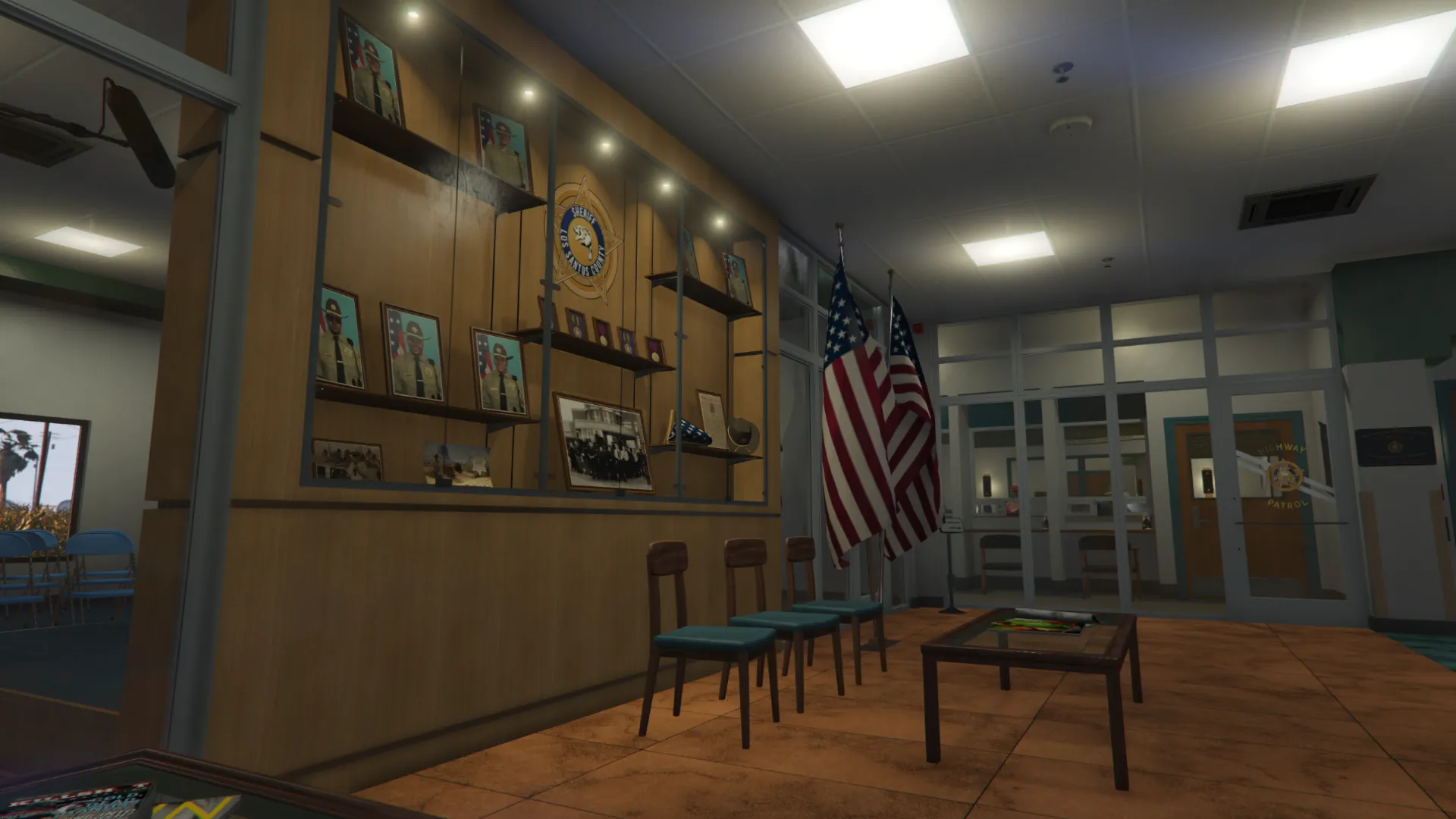 Sheriff Department entrance with memorial view GTA V FiveM Interior MLO