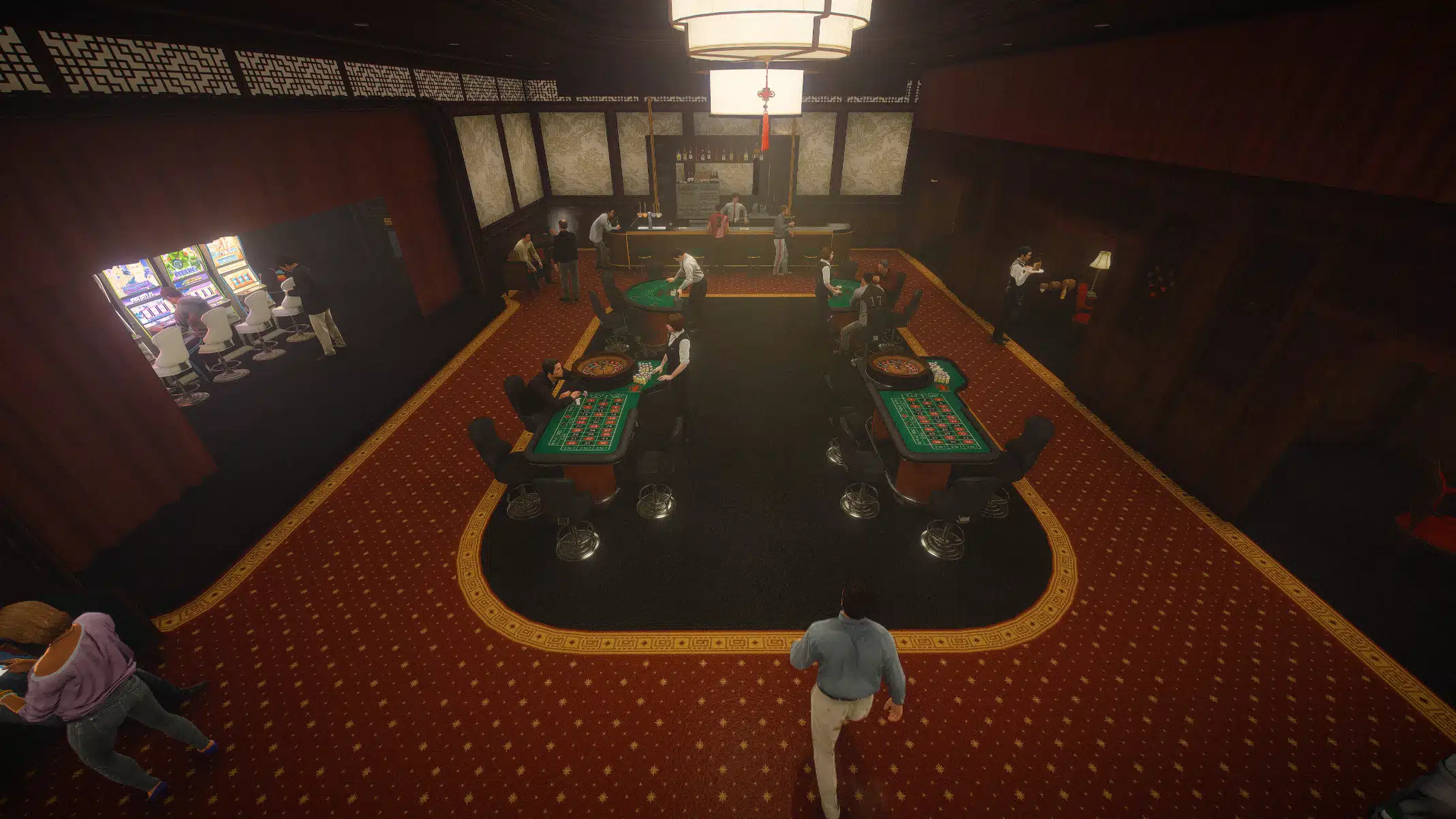 Peyote Casino Vinewood Boulevard view of the illuminated shop front, GTA V FiveM Interior MLO
