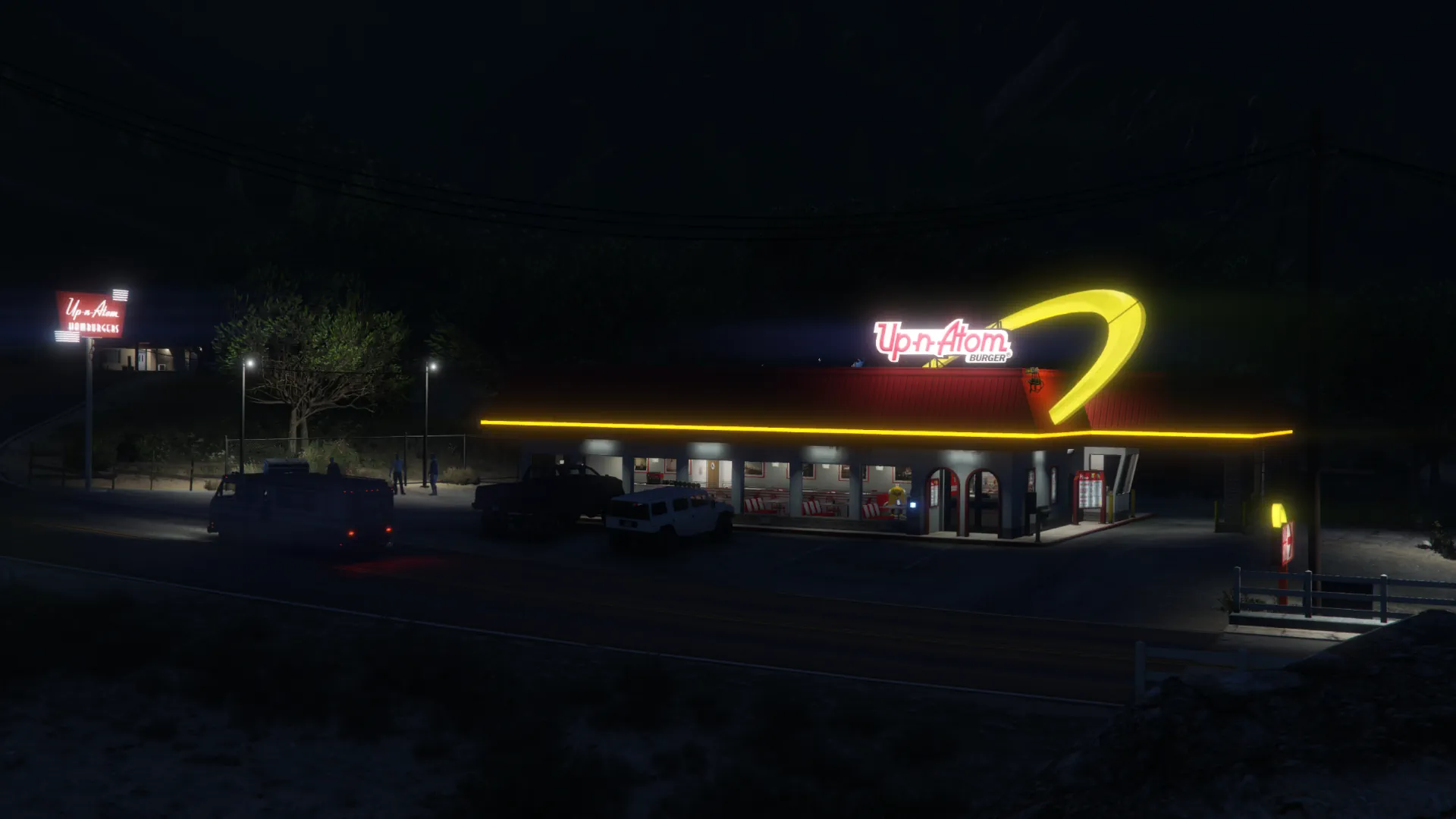 Up-n-Atom Grapeseed exterior night with neon sign GTA V FiveM Interior MLO